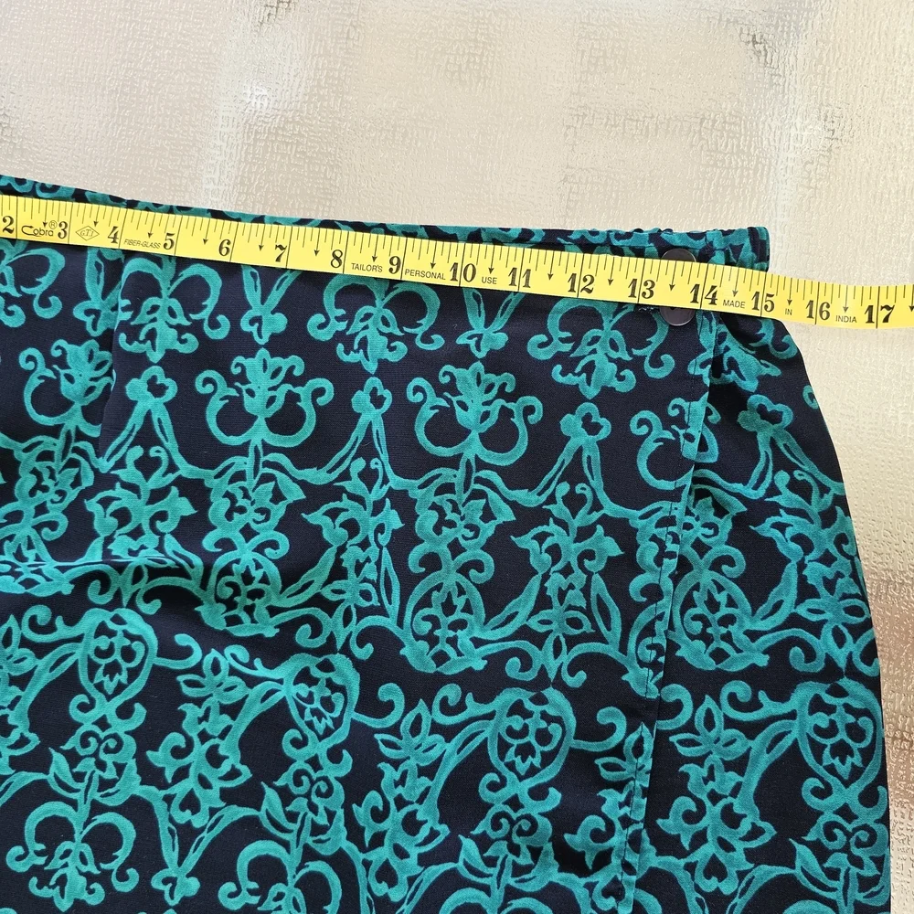 Sag Haror Boho Y2K Woman's Maxi Skirt Vintage Floral Black Teal Size 12 Modest